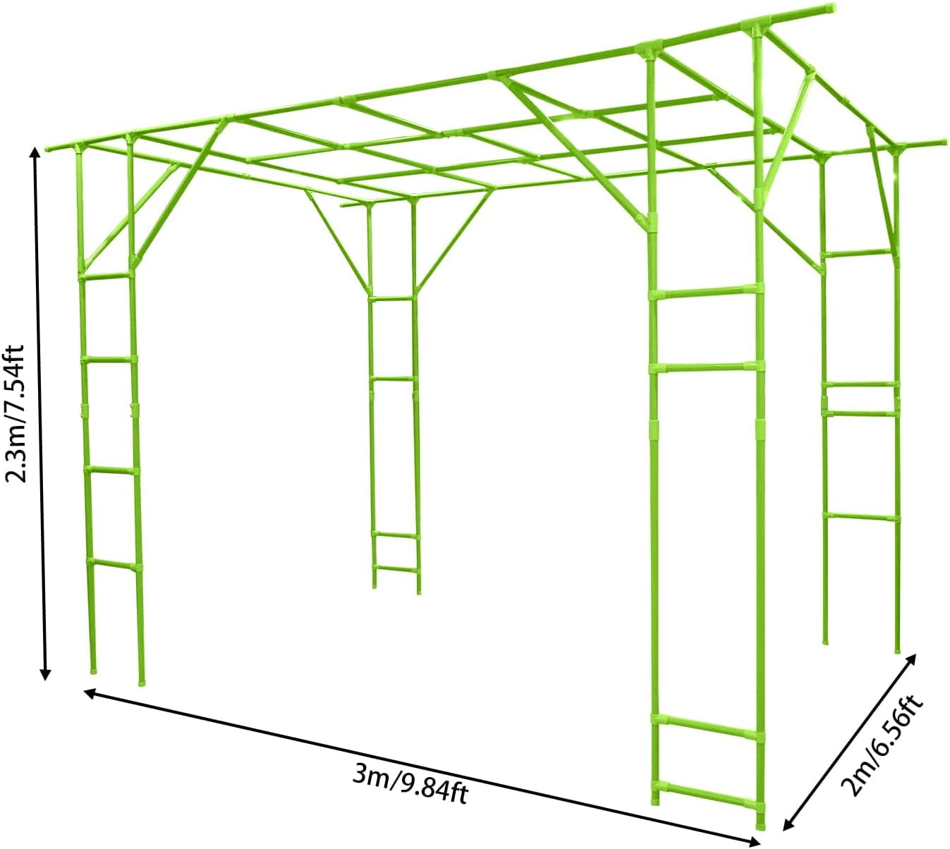 Green Garden Arch Trellis 6.56*4.92*6.56 ft Tall Garden Arch Trellis Metal Plant Support Trellis Archway Plant Climbing Pergola for Vegetables Plant Cucumber Trellis Decoration - Green