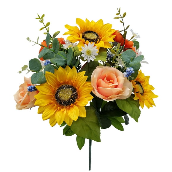Mainstays 20'' Indoor Yellow Sunflower Rose Bouquet
