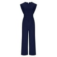 thumbnail image 4 of gakvbuo High Waist Wide Leg Jumpsuits with Pockets for Women Dressy crew Neck Sleeveless pleats tunic business jumpsuit straight leg Long Pants Rompers, 4 of 7