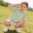 thumbnail image 6 of ITSAME Girls T-Shirts, Ruffled Short Sleeve Crewneck Cotton Summer Casual Fashion Comfortable Tops Green Size 6T, 6 of 9