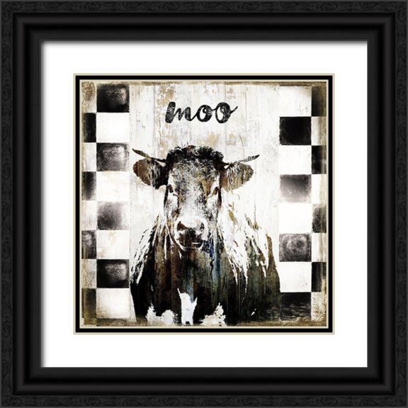 Sommers, Mindy 26x26 Black Ornate Wood Framed with Double Matting Museum Art Print Titled - Moo