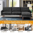 thumbnail image 6 of 85.82" Convertible Sectional Sofa, Modern L-Shaped Couch with Wood Legs, 3-Seater Sleeper Sofa Couches for Living Room, Apartment, Bedroom, Black, 6 of 6