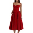 thumbnail image 1 of ZAXARRA Robe d'Été Décontractée pour Femmes, Ligne A, Couleur Unie, Sans Manches, Dos Nu, Robe Midi, Mode, Poches Latérales, Coupe Basse, 1 of 6