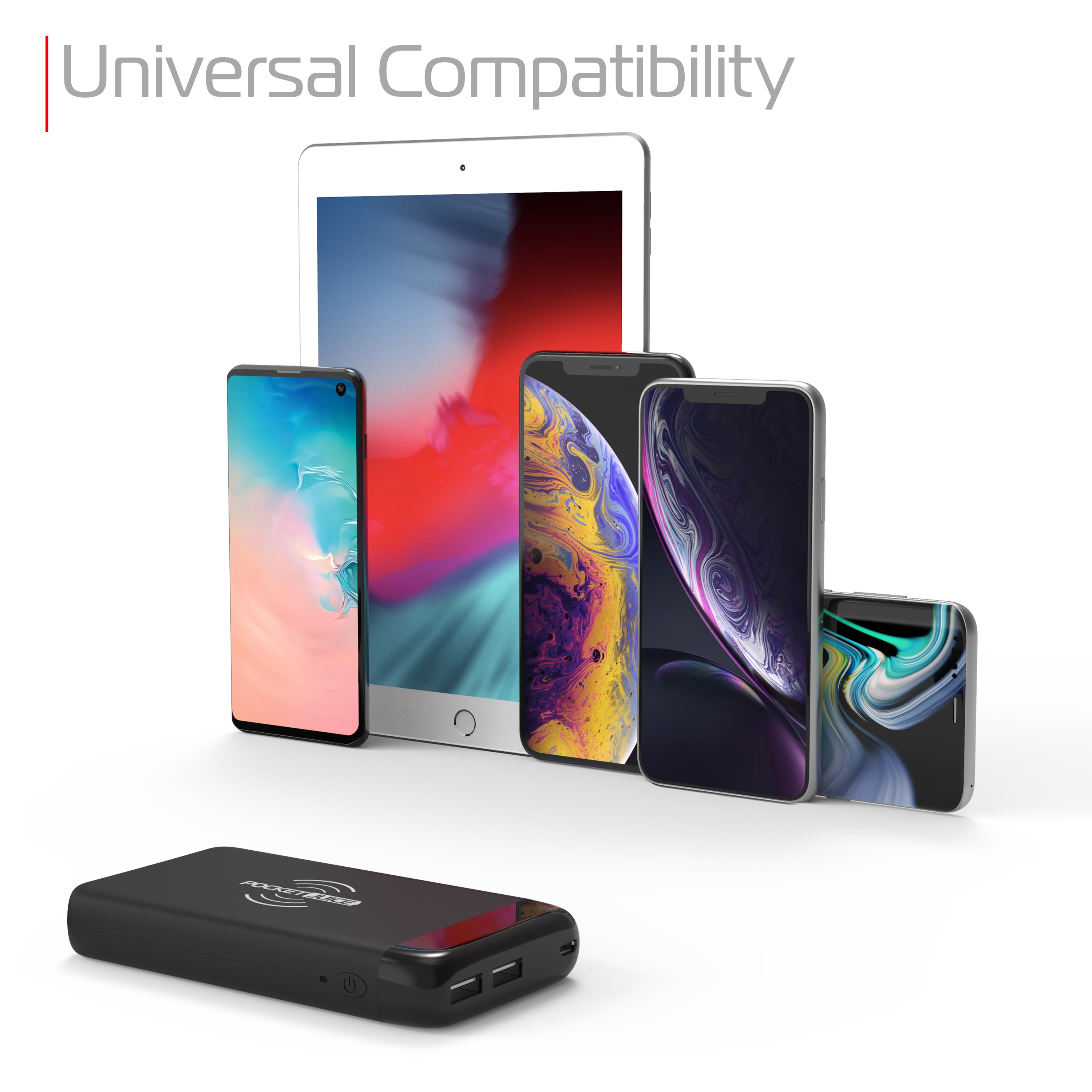 Pocket Juice 8K Qi Wireless Portable Charger - 8,000mAh Battery Power Bank with Dual-USB Ports