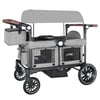 AILEEKISS Collapsible Wagon Stroller for 2 Toddlers with Adjustable Canopy, 44 Pounds, Grey