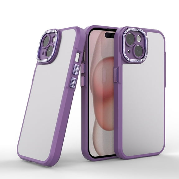 Compatible with iPhone 15 Phone Case,Military Grade Drop Protection Shockproof Protective Hard Back Ultra Slim Anti-Scratch Frosted Translucent Rugged Phone Case,Purple
