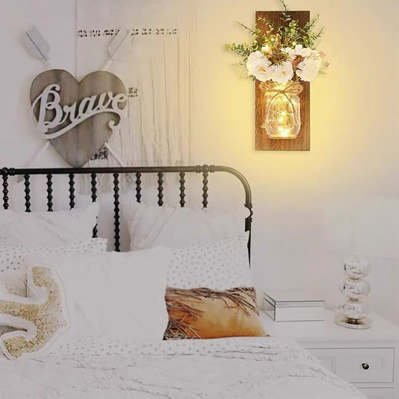 Indoor-Outdoor Patio Lighting for Home Décor Rustic LED Mason Jar Wall Sconces