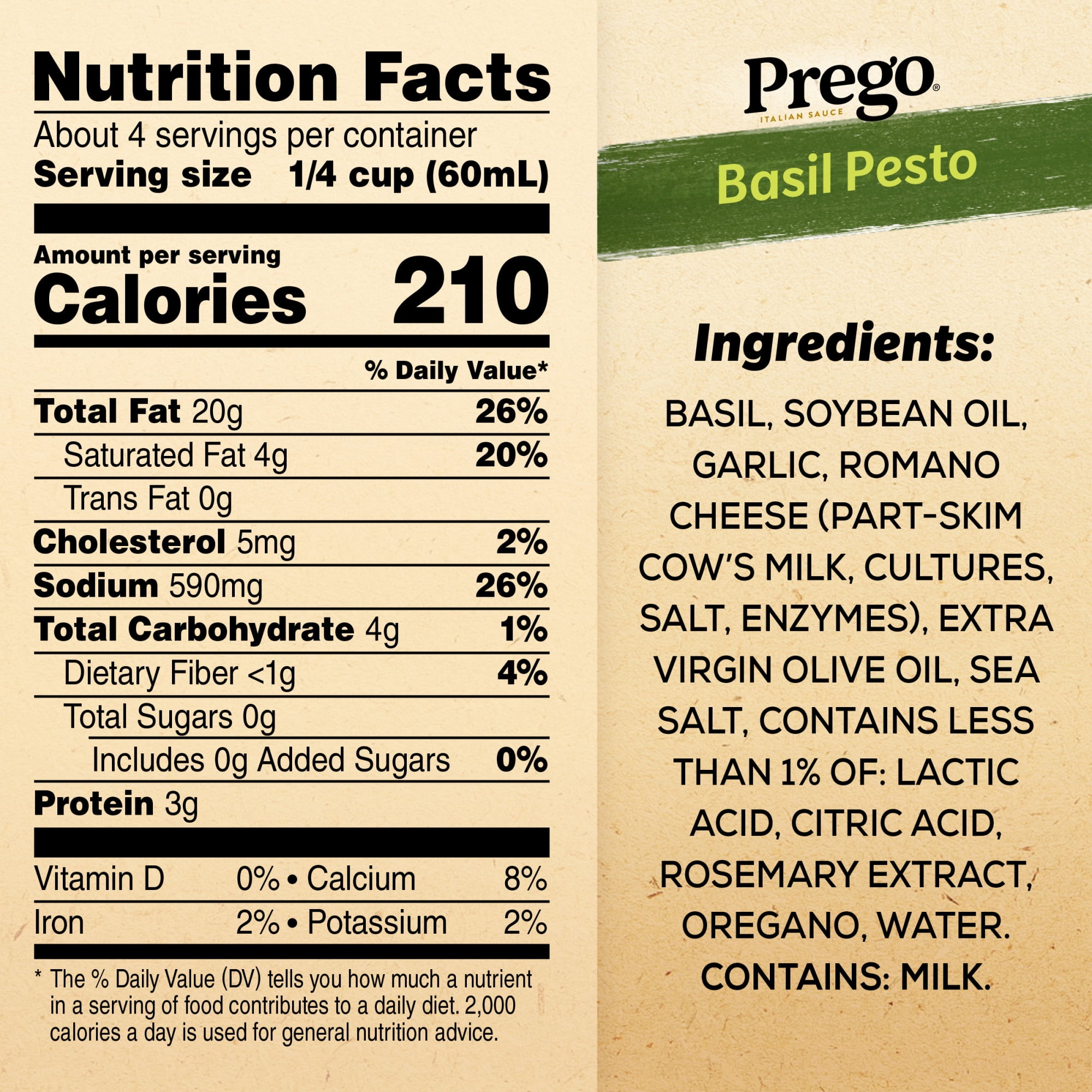(2 pack) Prego Basil Pesto Sauce, 8 oz Jar