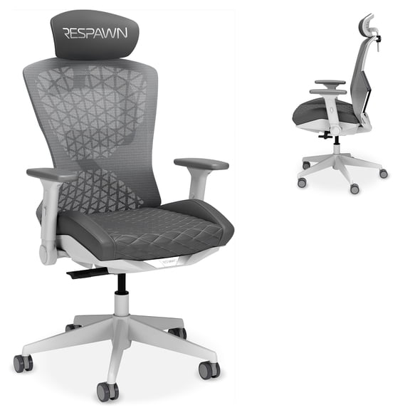 RESPAWN SPIRE Ergonomic Office Chair with Lumbar Support, Headrest, Adjustable Arms and Cooling Gel Seat Cushion, Comfy Breathable Mesh Seat for Home Office, High Back Reclining Gaming Chair - White