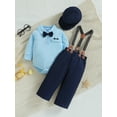 thumbnail image 2 of Bagilaanoe 3Pcs Baby Boys Overalls Set Long Sleeve Shirt Tops + Suspender Pants + Hat 3M 6M 12M 18M Infant Gentleman Formal Clothes, 2 of 9