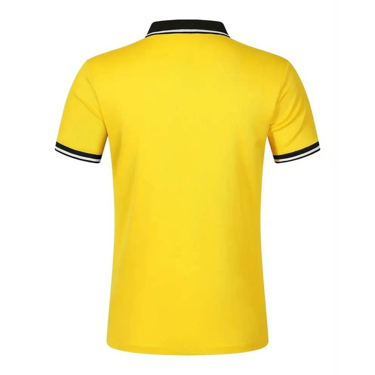 JTieacloth Mens Button Closure T Shirt Men's Casual Ribbed Lapel Button  Business Color Block T Shirt For Men Yellow S