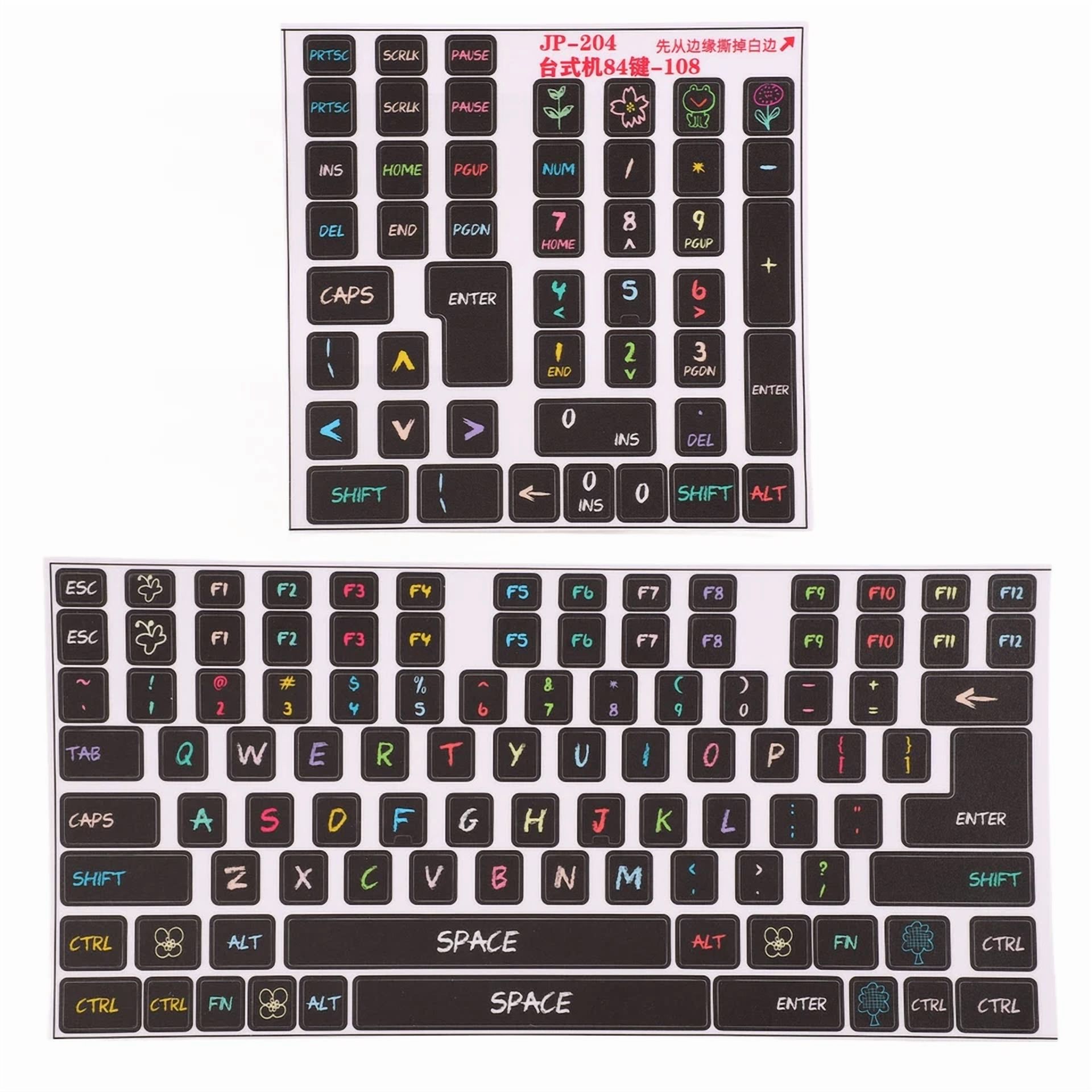 BUTTERFLY- Keyboard Stickers Easy Operation Pvc Decorative General Desktop Stickers For 84-