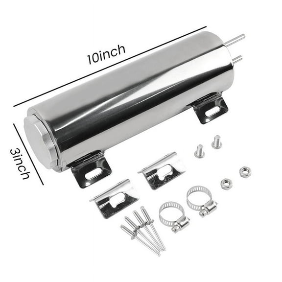 3X10 Inch Radiator Overflow Tank Bottle Coolant Overflow Tank Universal Car Supplies,1 set x radiator overflow tank,Silver