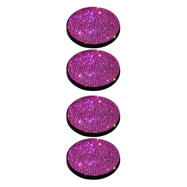 Speravity 2 piezas de plástico de PVC para automóvil, portabotellas, elegante, impermeable, lavable, almohadilla de diamantes de imitación, accesorios Type2 NO2