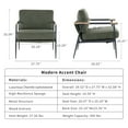 thumbnail image 6 of ODUSE-DAILY Mid Century Modern Accent Chair, Upholstered Chenille Side Corner Armchair, Sling Chair, for Living Room Bedroom Reading, with Metal Frame Wood Arms, Butacas Para Sala (1 Pc, Green), 6 of 11