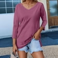 thumbnail image 2 of Tops for Women Trendy Women S Tops Long Sleeved Metallic Top Raglan Sleeve Wool Long Sleeve Surplice T Shirt for Work Casual Athletic Shirt Cute Summer Full Sleeves Top Quarter Purple XL, 2 of 4