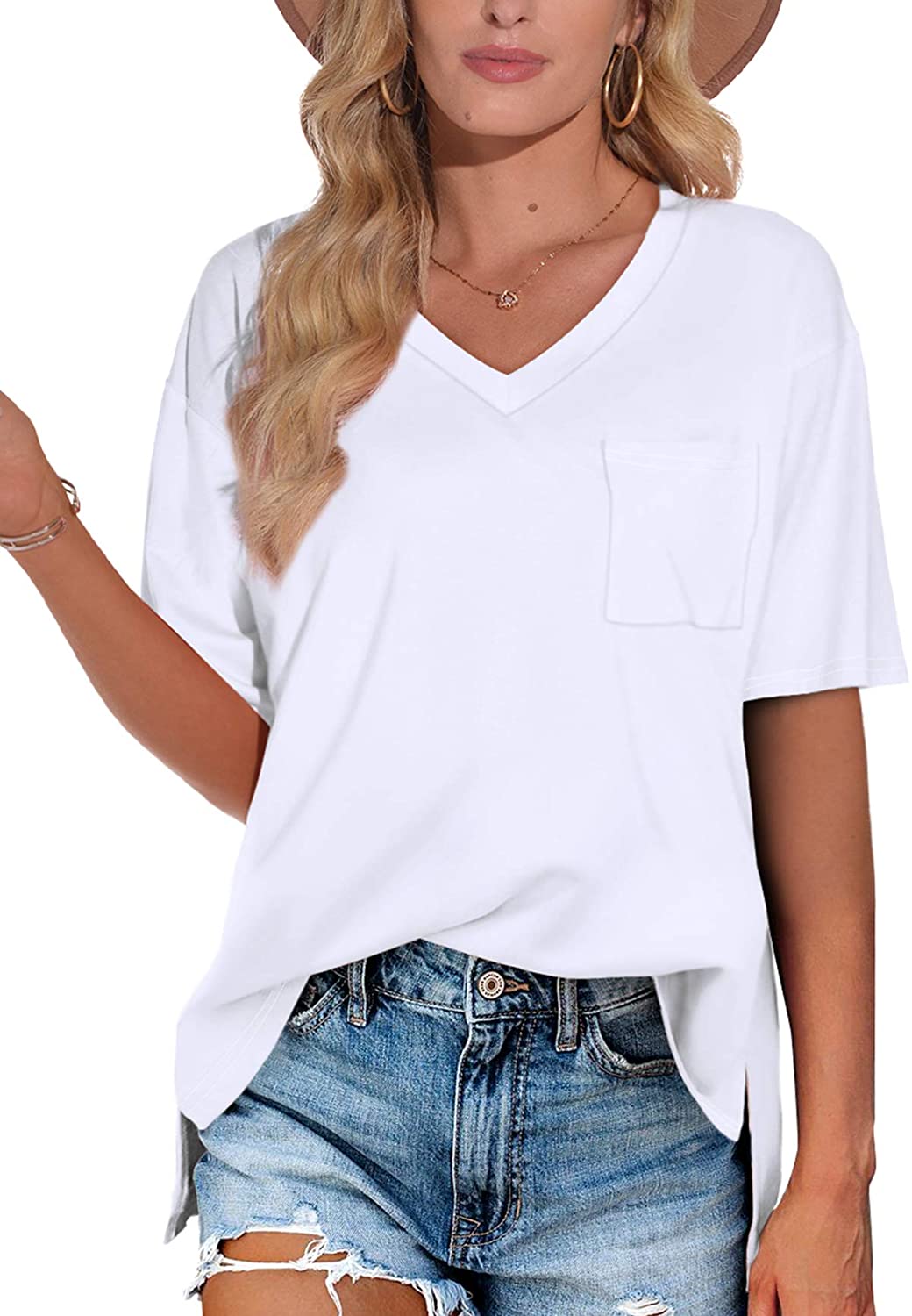V Neck Pocket Tee Tops | Walmart 
