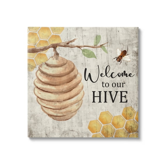 Stupell Welcome To Our Hive Honeycomb Pattern Animals & Insects Painting Gallery Wrapped Canvas Print Wall Art