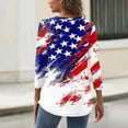 thumbnail image 5 of 250th Anniversary USA Shirts for Women 3/4 Sleeve T Shirts Loose USA Flag Print Pullover 4th of July Celebration Party Tops Independence Day Patriotic V Neck Blouses Blue 2XL, 5 of 5