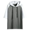 thumbnail image 3 of UVEASISHA Color Block Hoodie for Men Big and Tall Short Sleeve Cotton Drawstring Hooded T Shirt Summer Loose Casual Hoodies Gray XXXL, 3 of 9