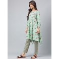 thumbnail image 5 of Janasya Women's Green Cotton Floral Printed Pant Set, 5 of 9