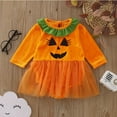 thumbnail image 2 of mgoYE Girl Clothes My First Halloween Baby Girl Outfit Pumpkin Tulle Dress Romper Cute One Piece Onesie Fall Winter Clothes|Orange 3-6 Months, 2 of 8