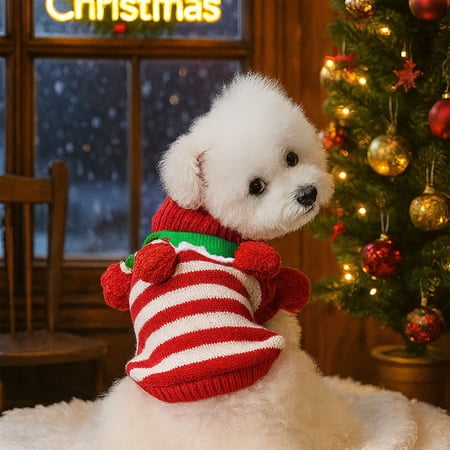 FAMTKT Dog Christmas Sweater Pet Dog Clothes Autumns and Winter Cats Clothing Cats and Puppy Clothing Christmas Decorations Clothes