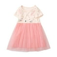 thumbnail image 1 of Robe Formelle Filles Lapin Dentelle Robes d'Été Manches Courtes Robe Midi Évasée Robes pour Tout-Petits Rose, 1 of 5
