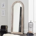 thumbnail image 2 of 64"x21" Wood Ladder Arched Floor Mirror Full Length Mirror,Weathered White, 2 of 5