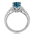 thumbnail image 3 of Gem Stone King 925 Sterling Silver London Blue Topaz and White Created Sapphire Women's Engagement Ring (2.15 Ct Cushion Cut), 3 of 6