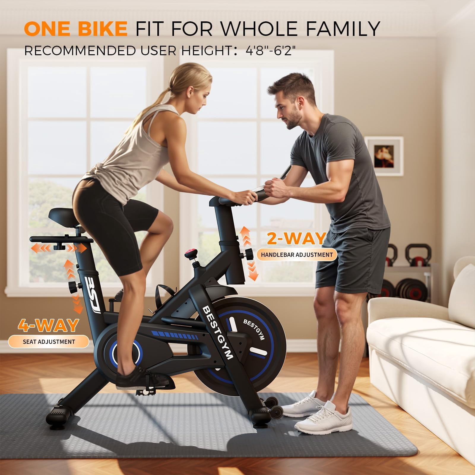 Exercise Bike,Magnetic Stationary Bike with App, Low Noise Indoor Cycling Bike with 330lbs Weight Capacity, Adjustable Seat, Tablet Holder, Water Bottle Holder for Home Fitness and Weight Loss