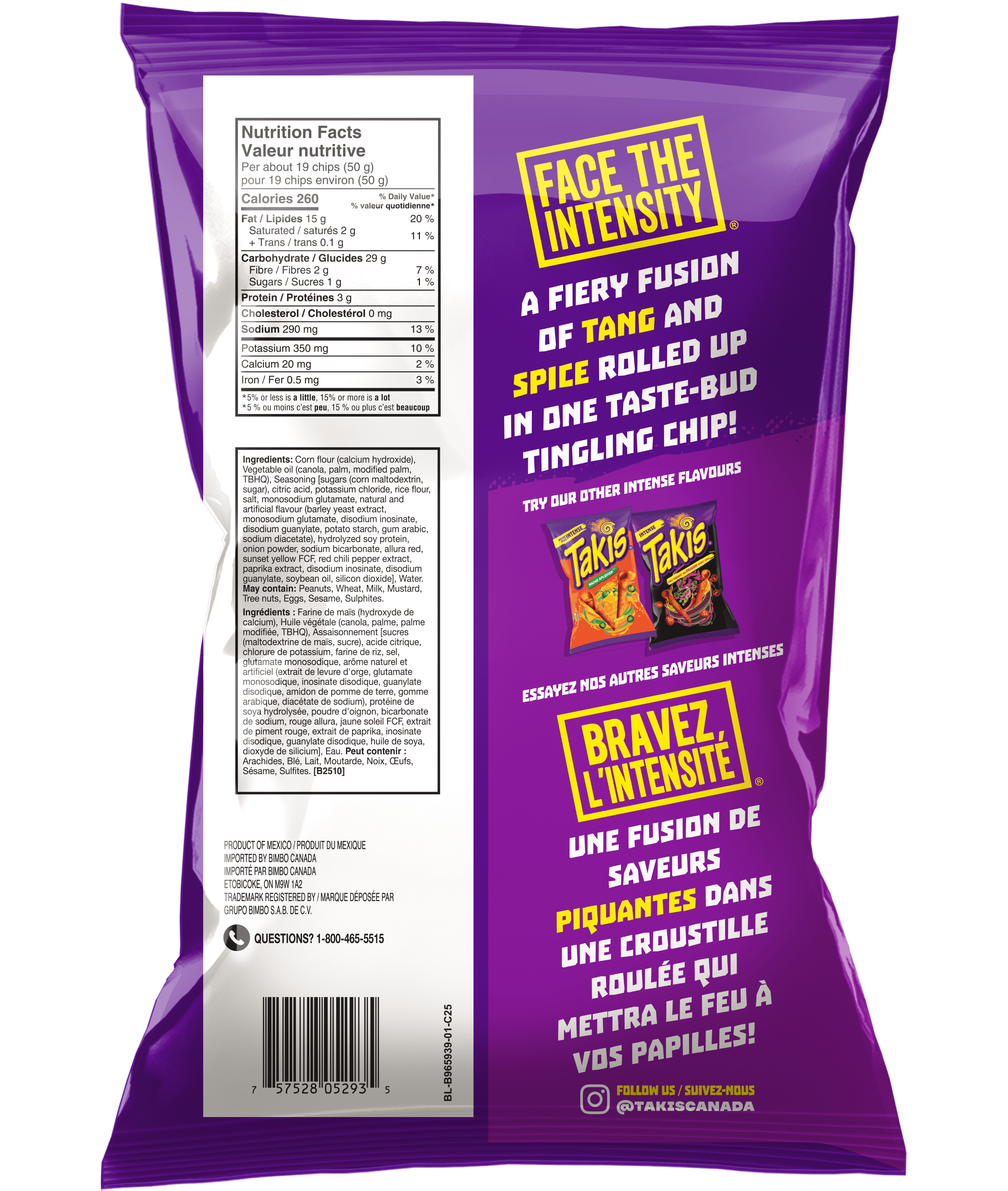 Takis® Fuego Spicy Chili Pepper and Lime Rolled Tortilla Chips, 260g, Takis® Fuego, 260 g