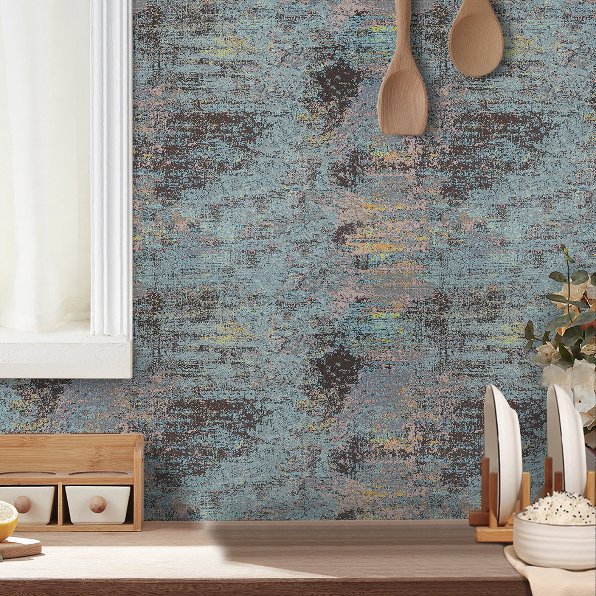 UMIGGEE Multicolor Wallpaper Grasscloth Peel and Stick Wallpaper 17.3-in x 118-in Wall Paper Stick and Peel Contact Paper Removable Self Adhesive Vinyl Wallpaper