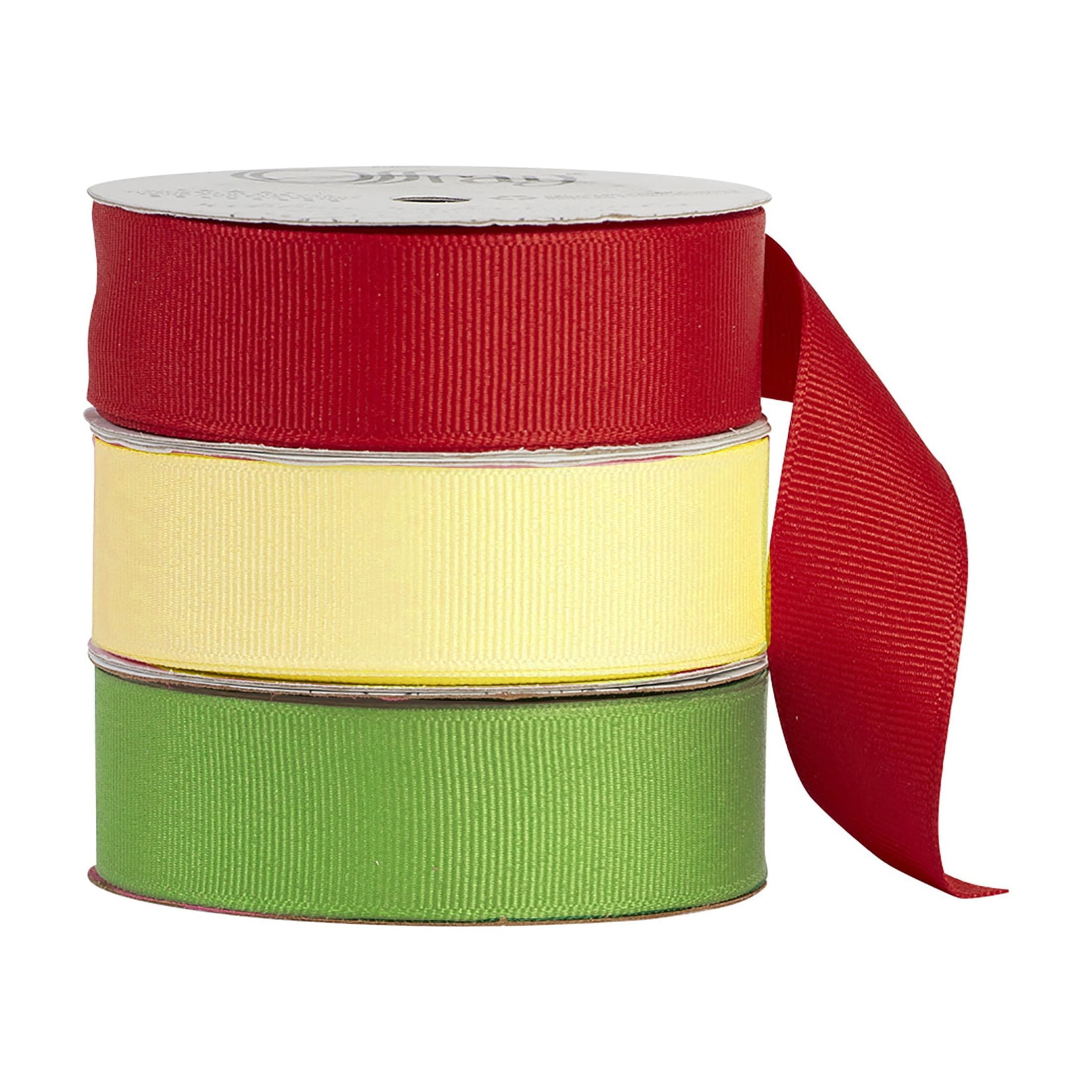 Offray Ribbon, Apple Green 7/8 inch Grosgrain Satin Edge Polyester Ribbon, 9 feet