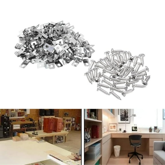 Cable Wire Clips,QZS Durable Stainless Steel Cord Clip Fixer for Office,Wall Mounted Wire Organizers with Screws,Easy to Install and Remove,R-Type,100Pcs