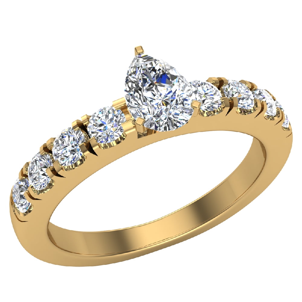 Diamond Engagement Rings For Women GIA Certified Pear Cut Solitaire Diamond Ring 18K Gold 1.10