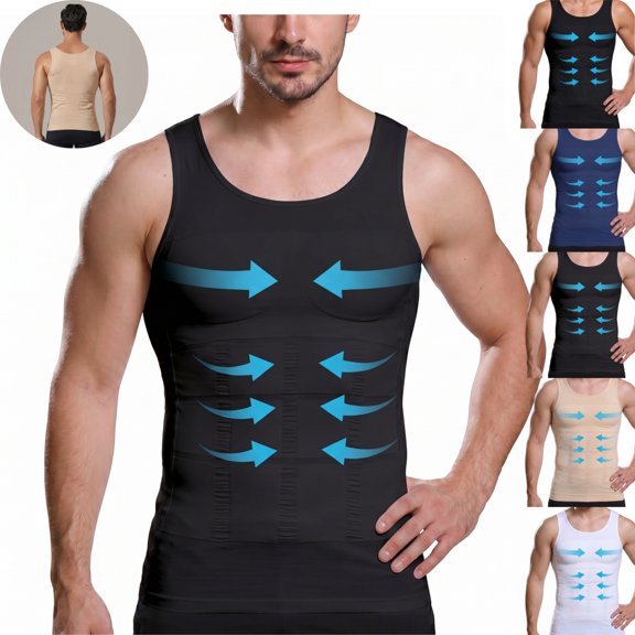 Mfakffe Compression Shirt Men Slimming Body Shaper Tank Top High Elastic Tummy Control Undershirt Breathable Sleeveless Shapewear Vest