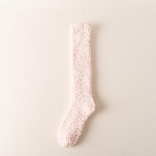 Calcetines de mujer con caña sólida, gruesos, para dormir en casa, cálidos, de dacrón