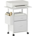 thumbnail image 1 of 2 Drawer File Cabinet with 24'' Extended Tabletop, Mobile Filing Cabinet, Rolling Vertical File Cabinet with Storage Bag, Printer Stand Fits A4/Letter Size, Fabric Drawer, White, 1 of 14