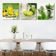 thumbnail image 4 of Yirtree 3 Piece Wall Art Slice of Lemon Isolated Light Grey Canvas Painting Print Fruit Picture Lemon and Ice Cubes Poster Artwork for Living Room Kitchen Home Decor Ready to Hang, 4 of 8