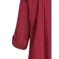 thumbnail image 5 of Frontwalk Ladies Shirts Lapel Neck Blouse Short Sleeve Tops Women Casual Tunic Shirt Button Down Claret 4XL, 5 of 6