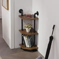 thumbnail image 2 of Ivinta Industrial Wall Mount Pipe Shelves, 3-Tier Corner Shelf with Solid Wood, Corner Bookshelf Display Stand,Metal Standing Bookcase (3-Tier), 2 of 9