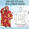 thumbnail image 4 of Oversized Wearable Blanket Hoodie,Red Christmas Gingerbread Man Pattern Sherpa Blanket Hoodie with Super Pockets,Super Warm Fuzzy Pullover for Women & Men, 4 of 6