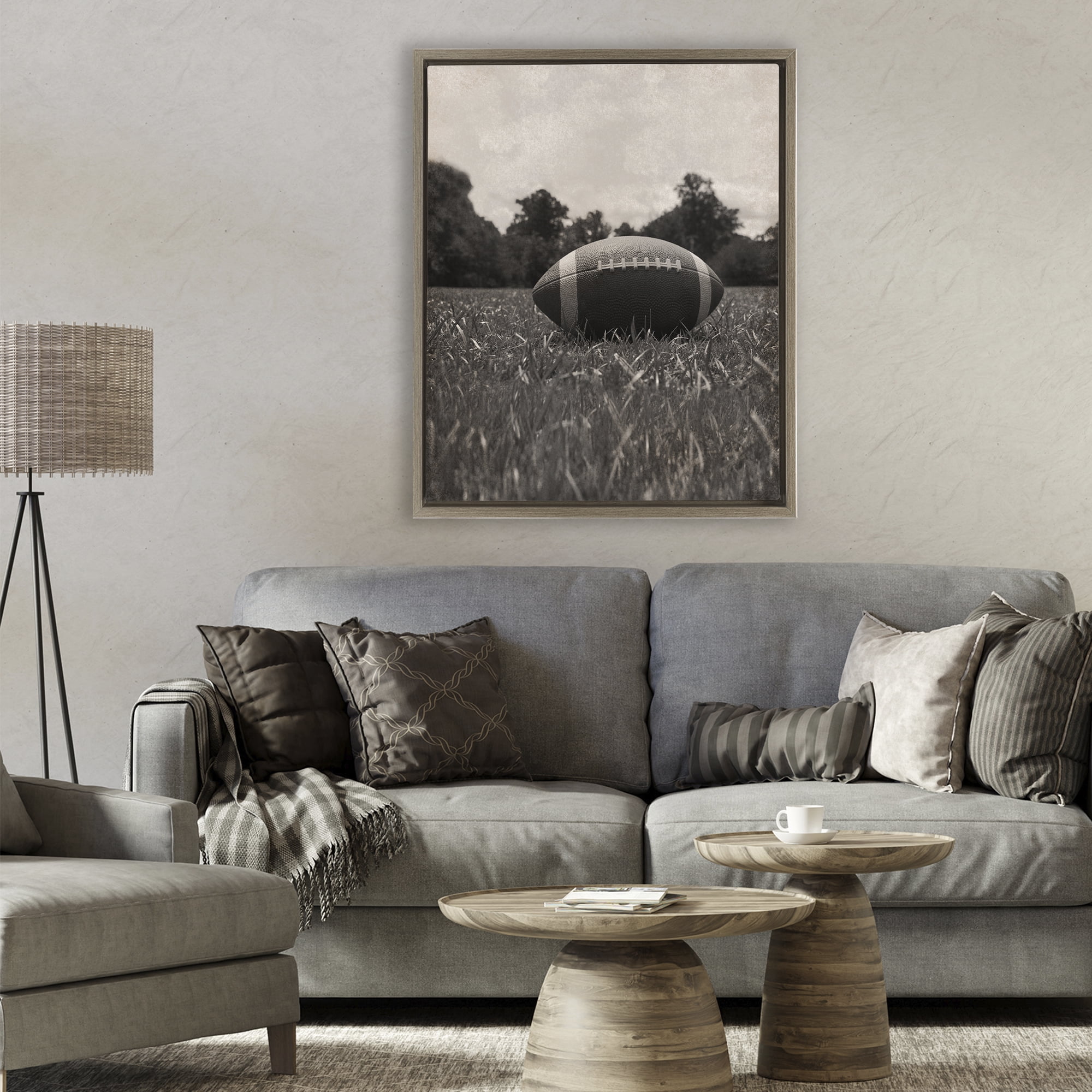 Stupell Industries Vintage Sports Football Brown Framed Floater Canvas Wall Art, design by Marcus Prime