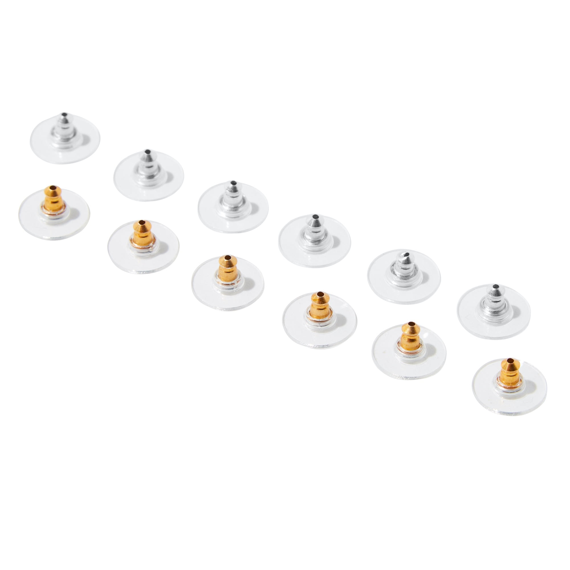 Claire's Silver and Gold Comfort Disk Earring Backs for All Ages, 6-Pack,