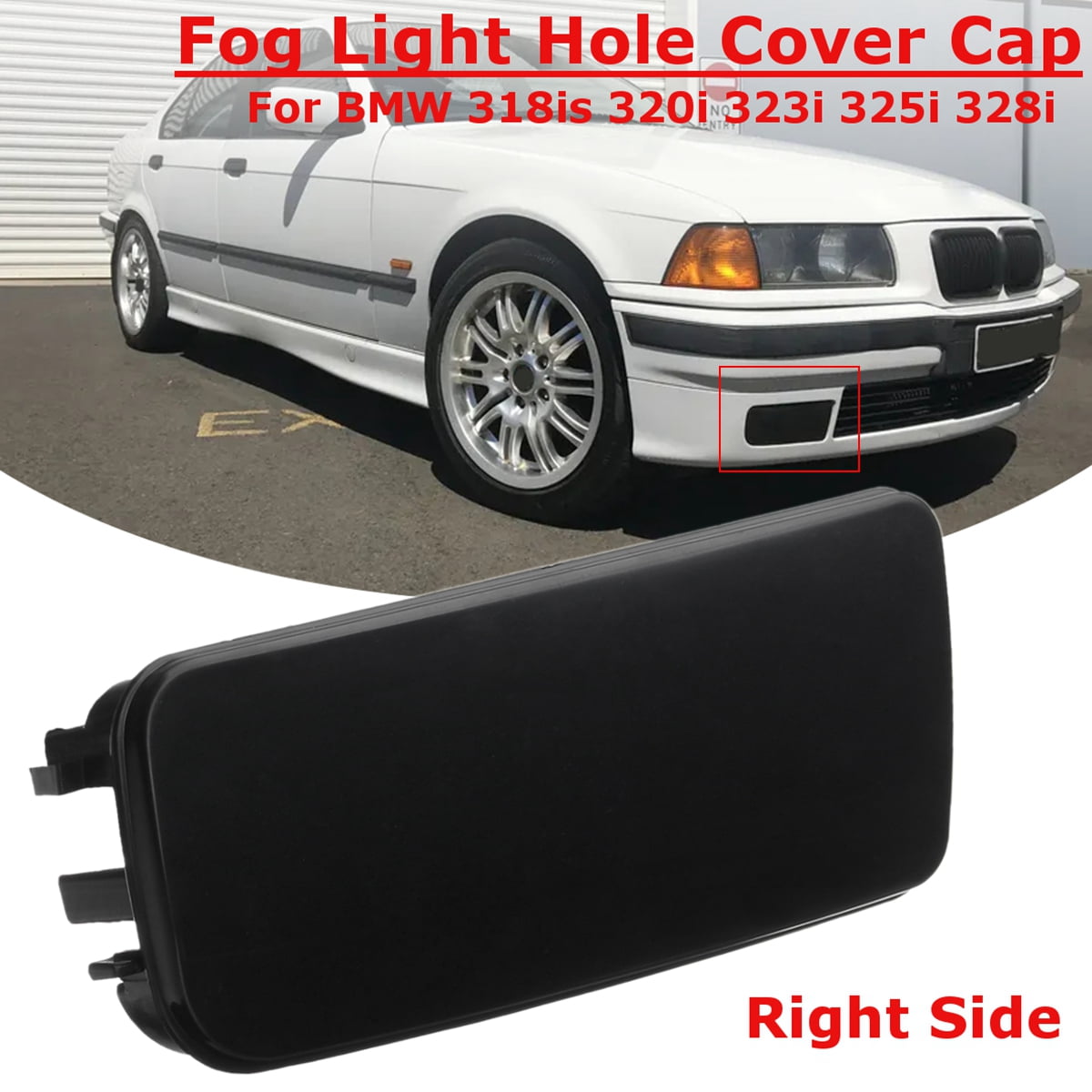 1 Pair Black Fog Light Hole Cover Cap For BMW 3-Series E36 318is 320i 323i 325i