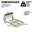 thumbnail image 1 of Full Size Bed Frame with Soft PU Leather Headboard Wooden Platform Bed Frame with Storage Drawers and Charging Station No Box Spring Needed, 1 of 11