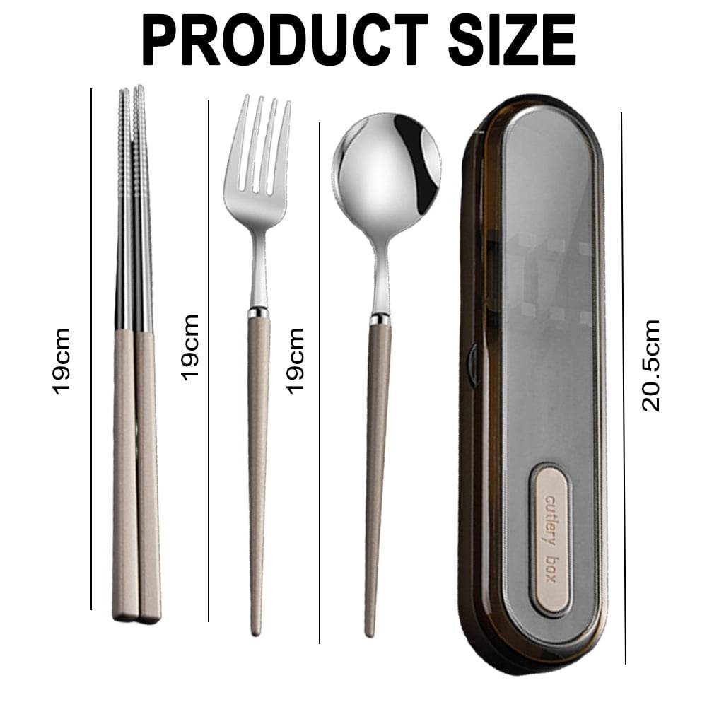 Reusable stainless steel travel cutlery, utensils set with case