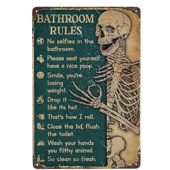 Wall Decor Office Dorm Den Humor Personality Vintage Retro Tin Sign - Bathroom Rules