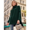 thumbnail image 5 of Women's Turtleneck Oversized Sweaters Long Batwing Sleeve Spilt Hem Tunic Pullover Knit Tops, 5 of 13